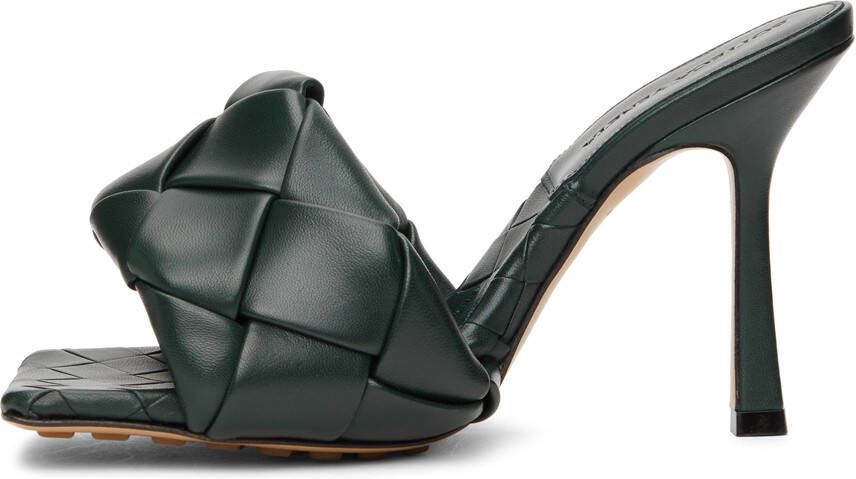 Bottega Veneta Green Intrecciato Lido Heeled Sandals