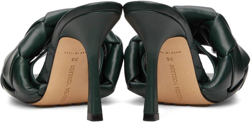 Bottega Veneta Green Intrecciato Lido Heeled Sandals