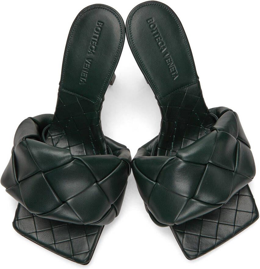 Bottega Veneta Green Intrecciato Lido Heeled Sandals