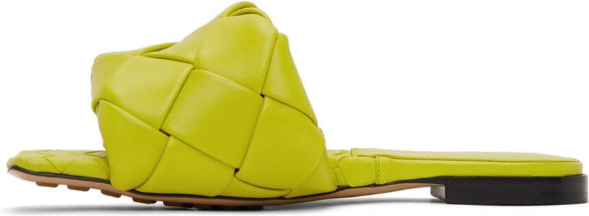 Bottega Veneta Green Intreccio Lido Flat Sandals