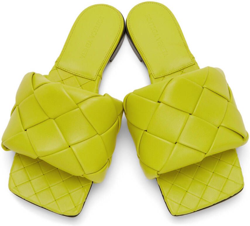 Bottega Veneta Green Intreccio Lido Flat Sandals