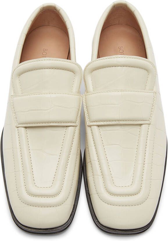 Bottega Veneta Off-White Croc Loafers