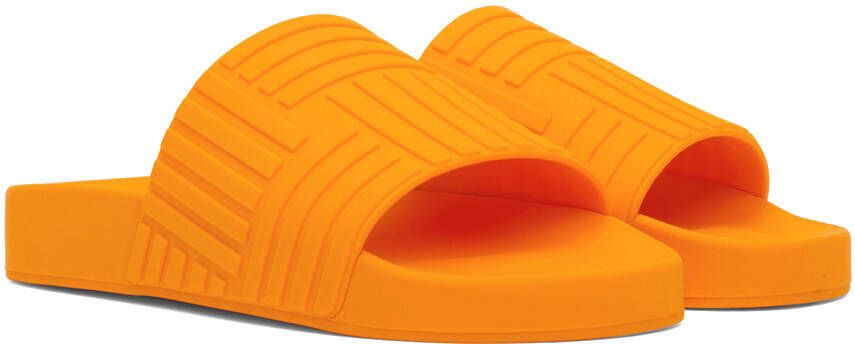 Bottega Veneta Orange Rubber Slides