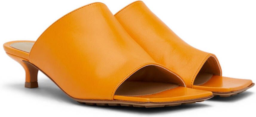 Bottega Veneta Orange Stretch Heeled Sandals