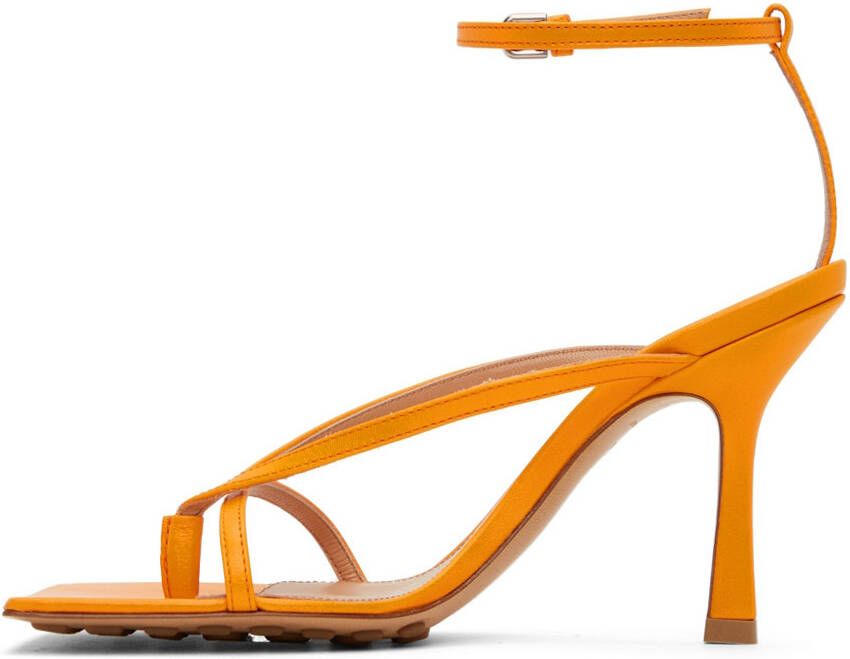 Bottega Veneta Orange Stretch Heeled Sandals