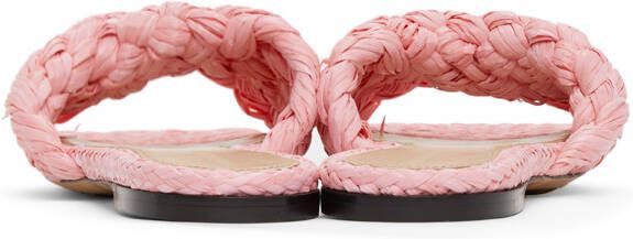 Bottega Veneta Pink Raffia Stretch Flat Sandals