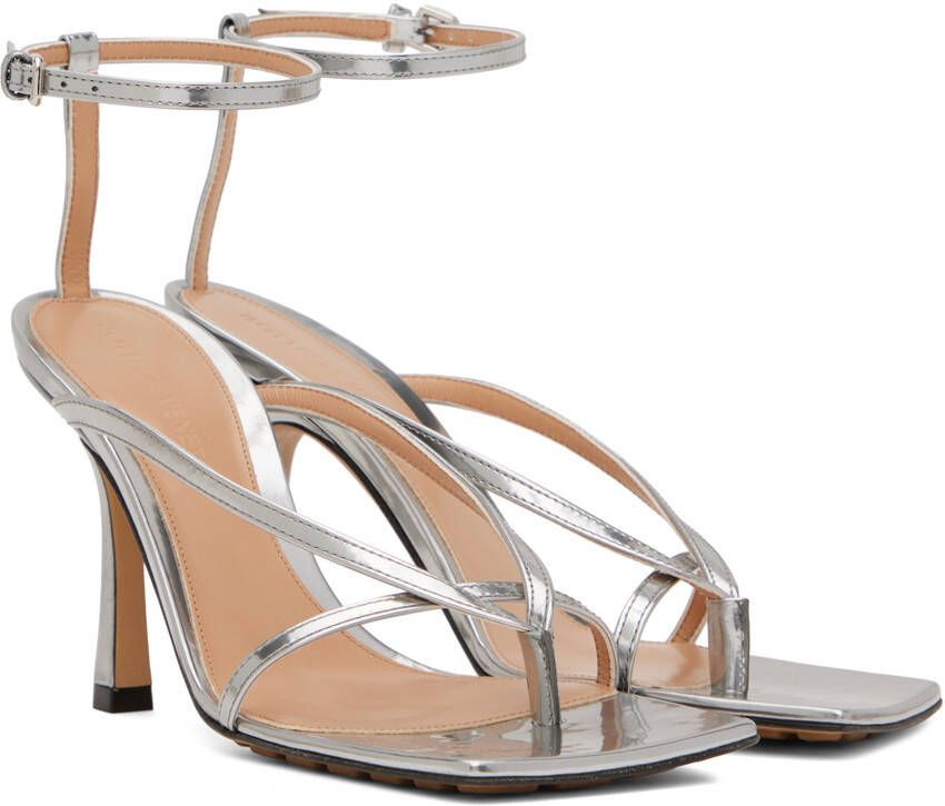 Bottega Veneta Silver Stretch Strap Sandal