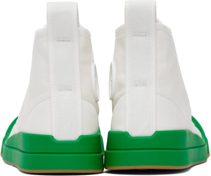 Bottega Veneta White & Green Vulcan Sneakers