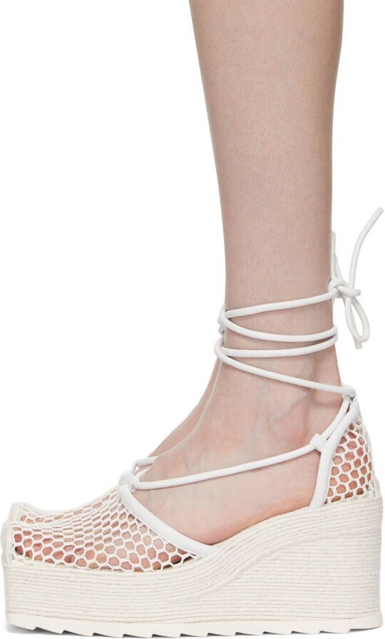 Bottega Veneta White Sporty Web Wedge Espadrilles