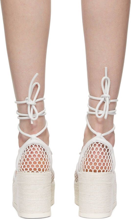 Bottega Veneta White Sporty Web Wedge Espadrilles