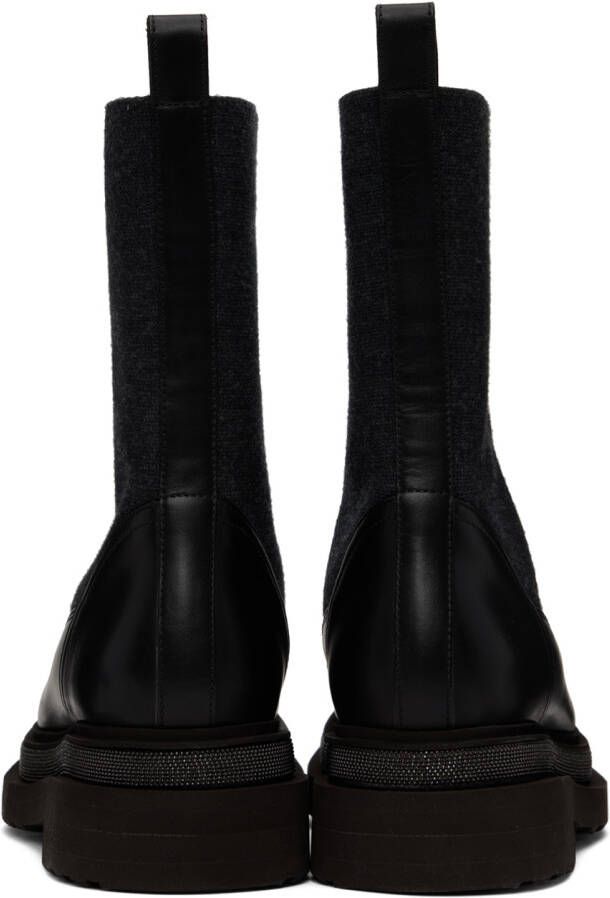 Brunello Cucinelli Black Leather Chelsea Boots