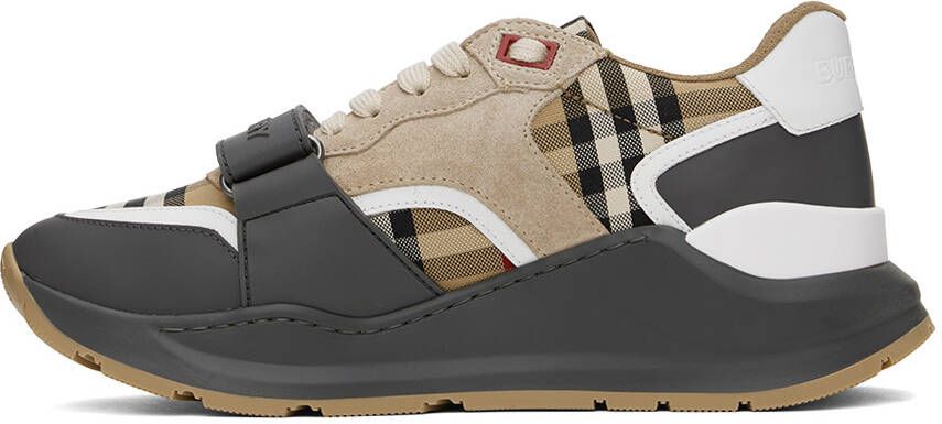 Burberry Beige & Grey Vintage Check Sneakers