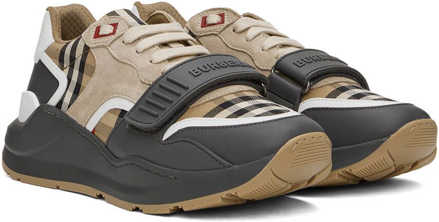 Burberry Beige & Grey Vintage Check Sneakers