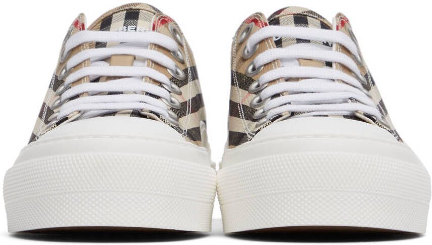 Burberry Beige Canvas Vintage Check Sneakers