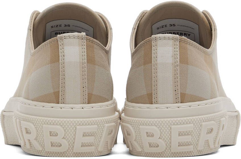 Burberry Beige Cotton Check Low-TopSneakers