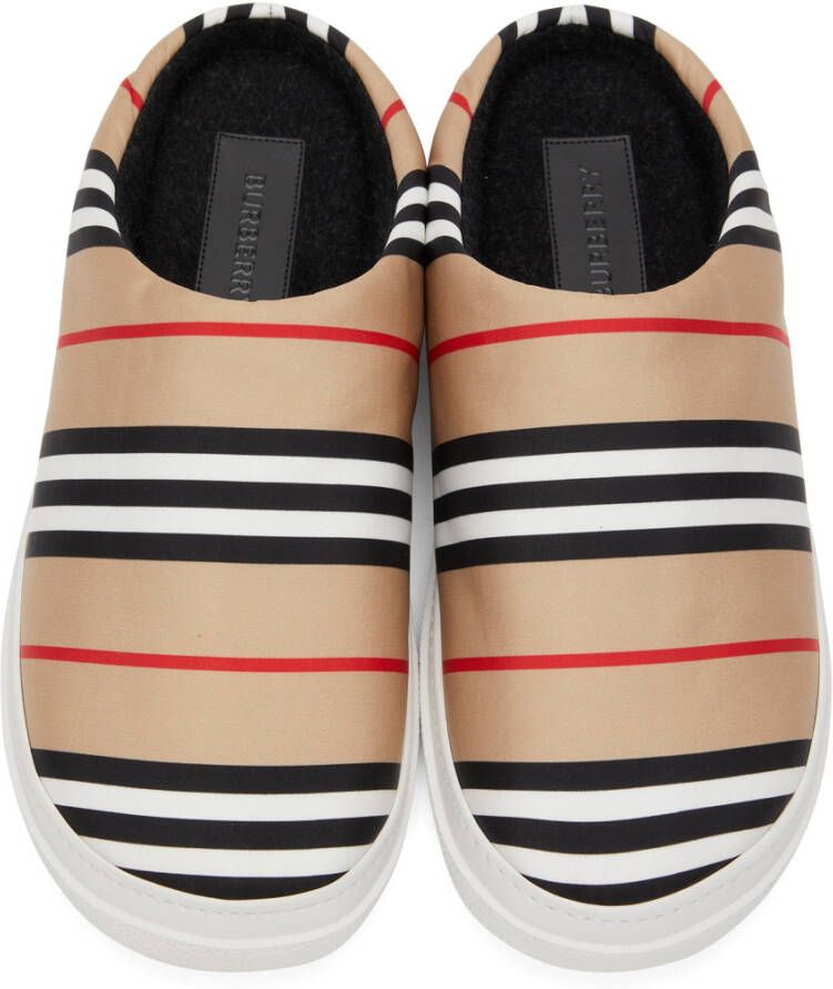 Burberry Beige Icon Stripe Slippers