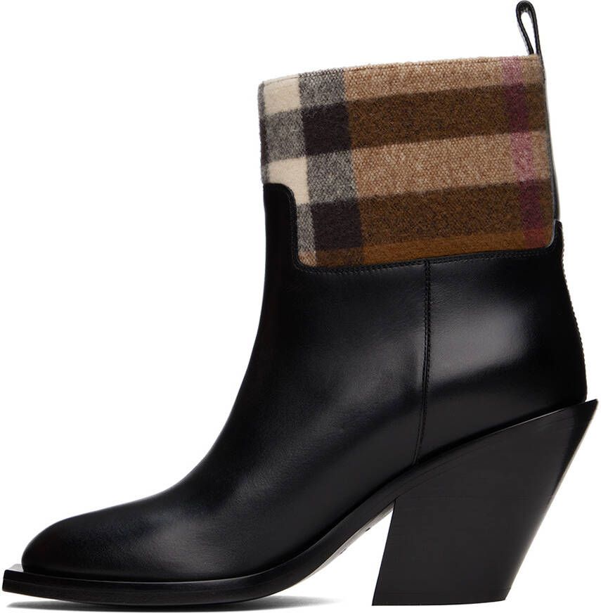 Burberry Black Check Panel Boots