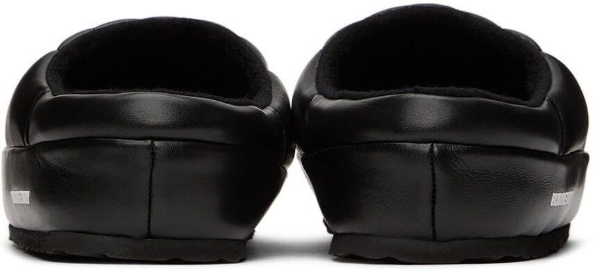 Burberry Black Leather Quilted Slippers