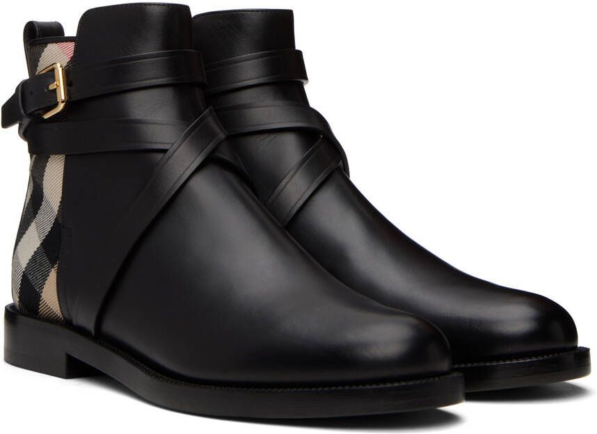 Burberry Black New Pryle Check Boots