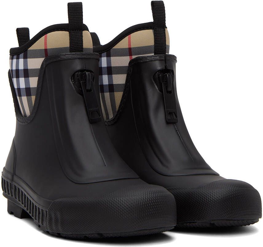 Burberry Black Vintage Check Rain Boots