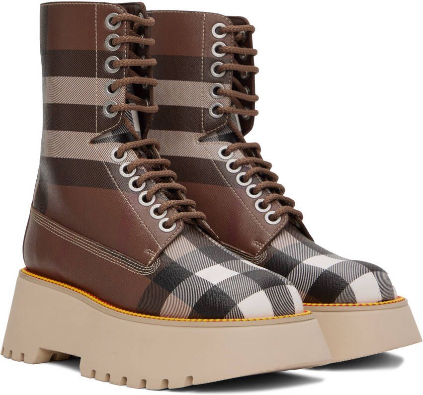 Burberry Brown Check Ankle Boots