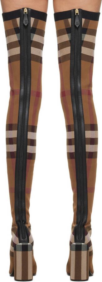 Burberry Brown Check Over-The-Knee Boots