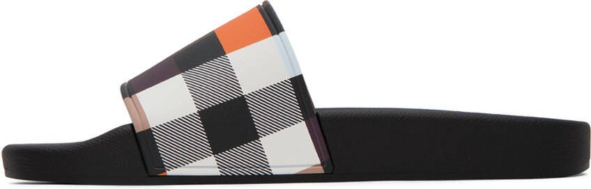 Burberry Brown Colorblock Check Slides