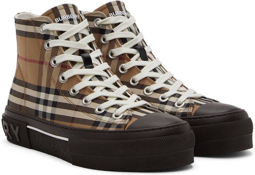 Burberry Brown Vintage Check High-Top Sneakers