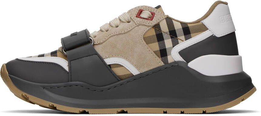 Burberry Gray & Beige Vintage Check Sneakers