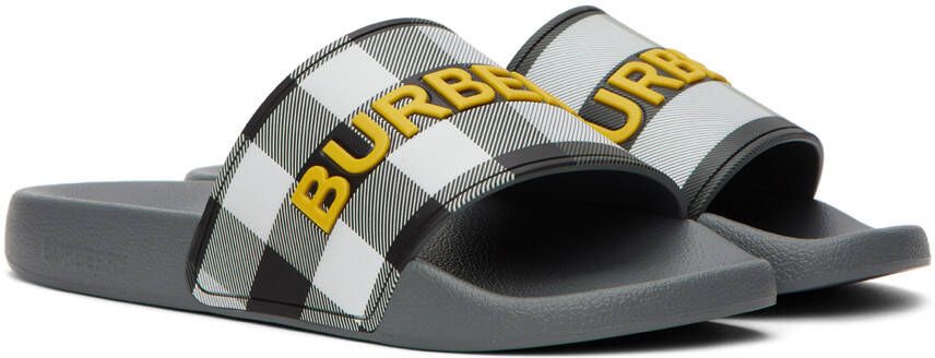 Burberry Gray Check Slides