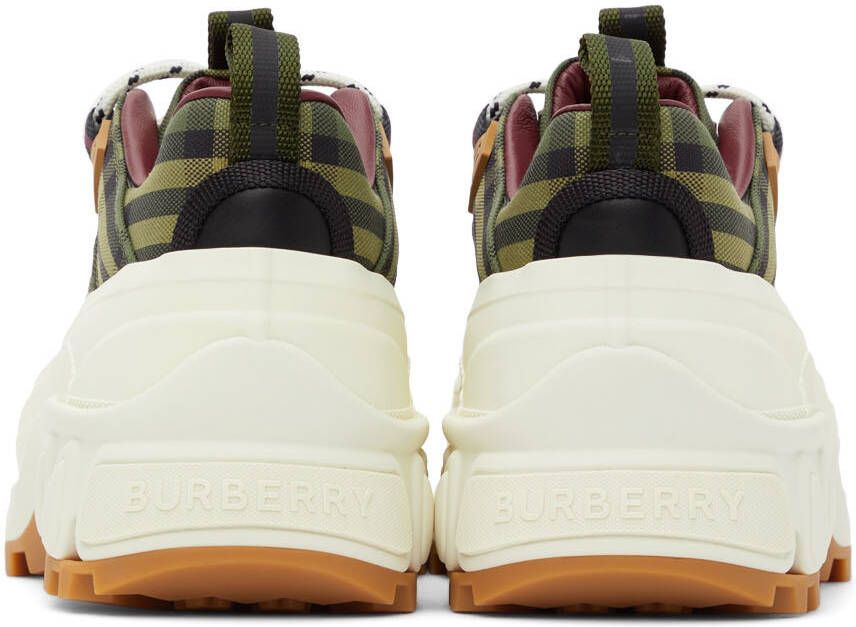 Burberry Green & Burgundy Check Arthur Sneakers