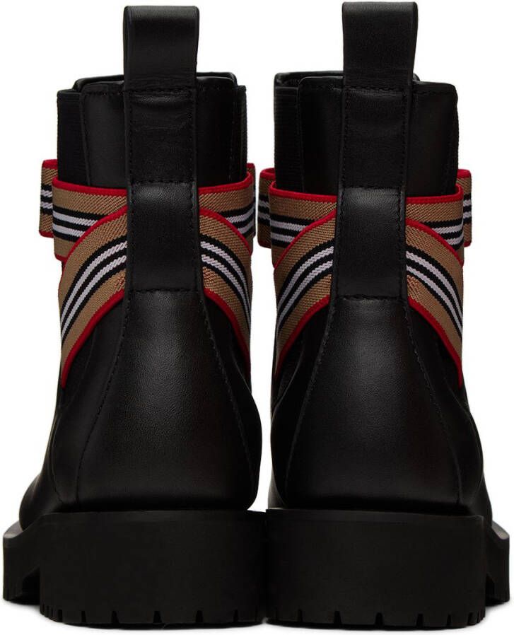 Burberry Kids Black Icon Stripe Bow Boots