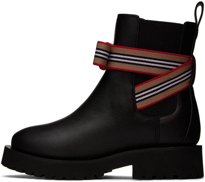 Burberry Kids Black Icon Stripe Bow Boots