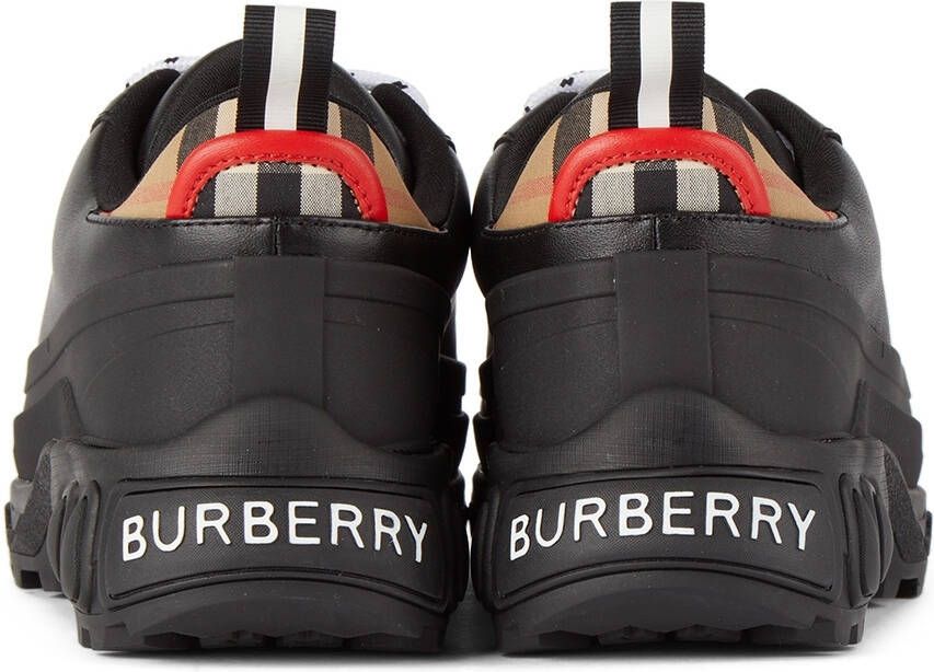 Burberry Kids Black Leather Vintage Check Sneakers