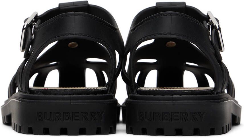 Burberry Kids Black Monogram Sandals
