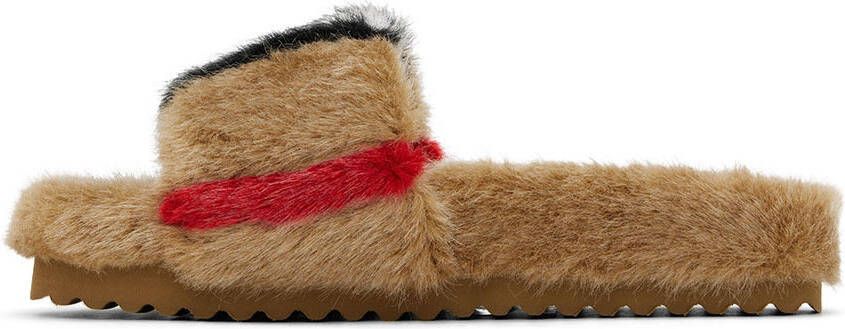 Burberry Kids Brown Faux-Fur Sandals