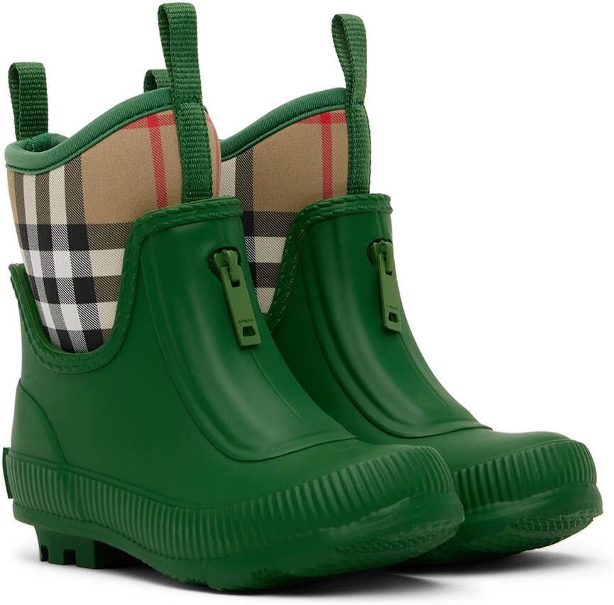 Burberry Kids Green Vintage Check Boots