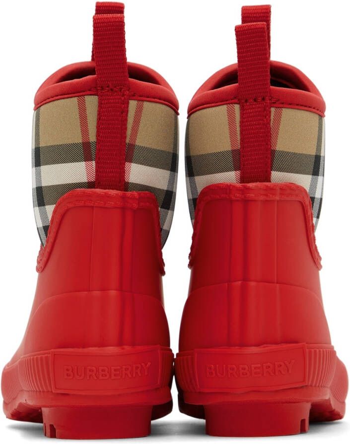 Burberry Kids Red Vintage Check Rain Boots