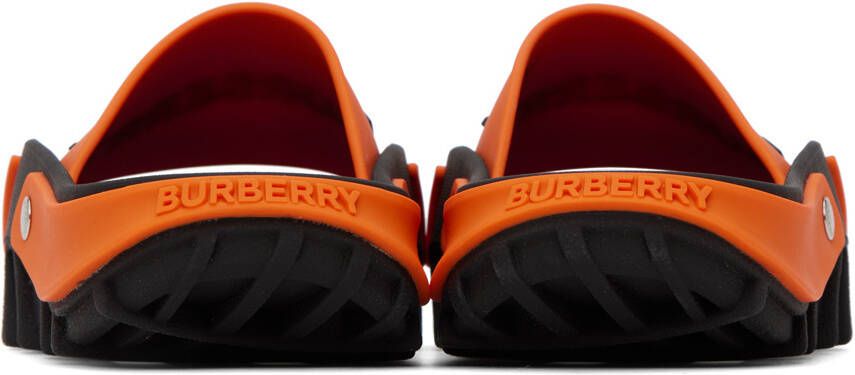 Burberry Orange & Black Bucklow Slides