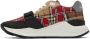 Burberry Red & Beige Ramsey Check Sneakers - Thumbnail 3