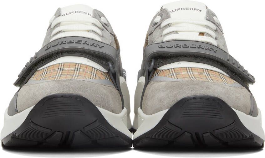 Burberry Suede & Leather Check Low Sneakers