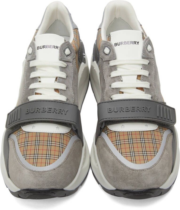 Burberry Suede & Leather Check Low Sneakers