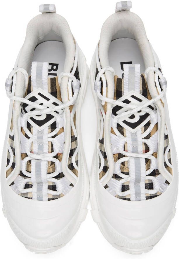Burberry White & Beige Check Arthur Sneakers