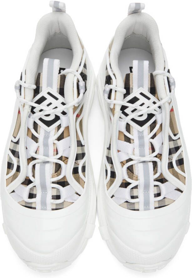 Burberry White & Beige Vintage Check Arthur Sneakers