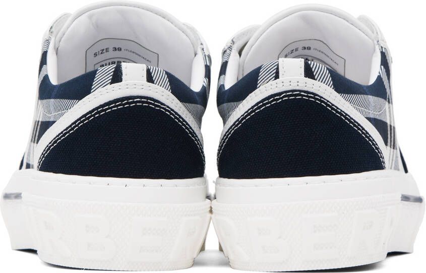 Burberry White & Navy Check Sneakers