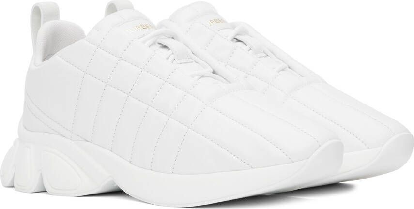 Burberry White Quilted Leather Classic Sneakers