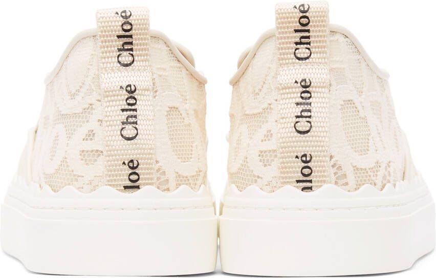 Chloé Beige Lace Lauren Slip-On Sneakers