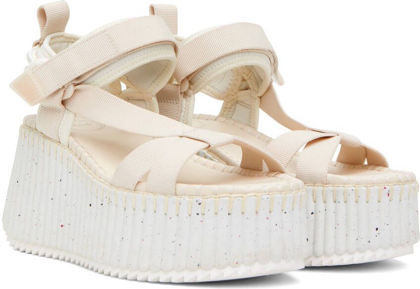 Chloé Beige Nama Wedge Sandals