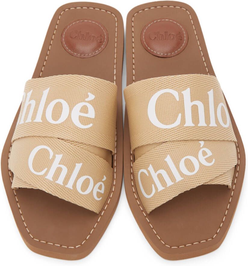 Chloé Beige Woody Flat Sandals