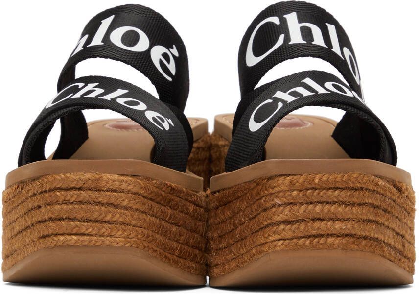 Chloé Black Woody Wedge Heeled Sandals